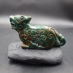 Antique Stone Chrysocola Tibet mystic Animal carving stone Pendent Amulet  CR 11
