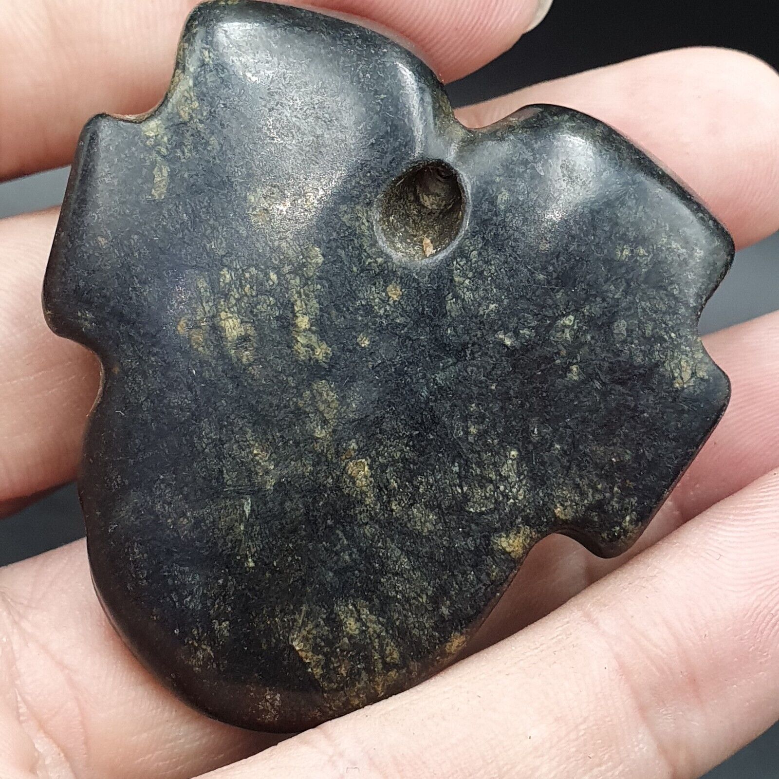 Antique Black Magnetic Stone Mystery creature Pendent Jade Amulet Stone MG-17