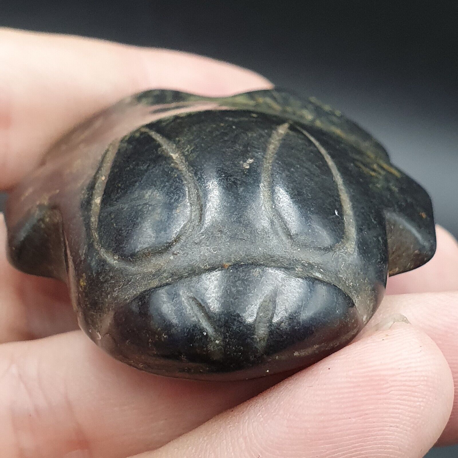 Antique Black Magnetic Stone Mystery creature Pendent Jade Amulet Stone MG-17