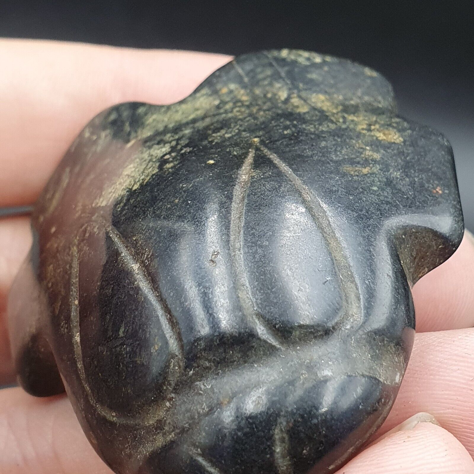 Antique Black Magnetic Stone Mystery creature Pendent Jade Amulet Stone MG-17