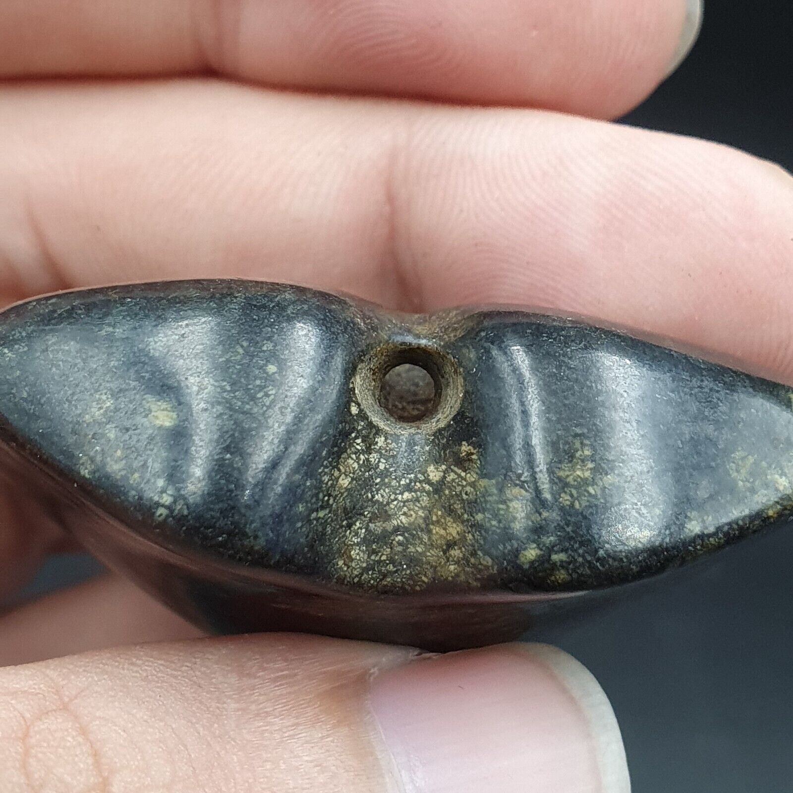 Antique Black Magnetic Stone Mystery creature Pendent Jade Amulet Stone MG-17