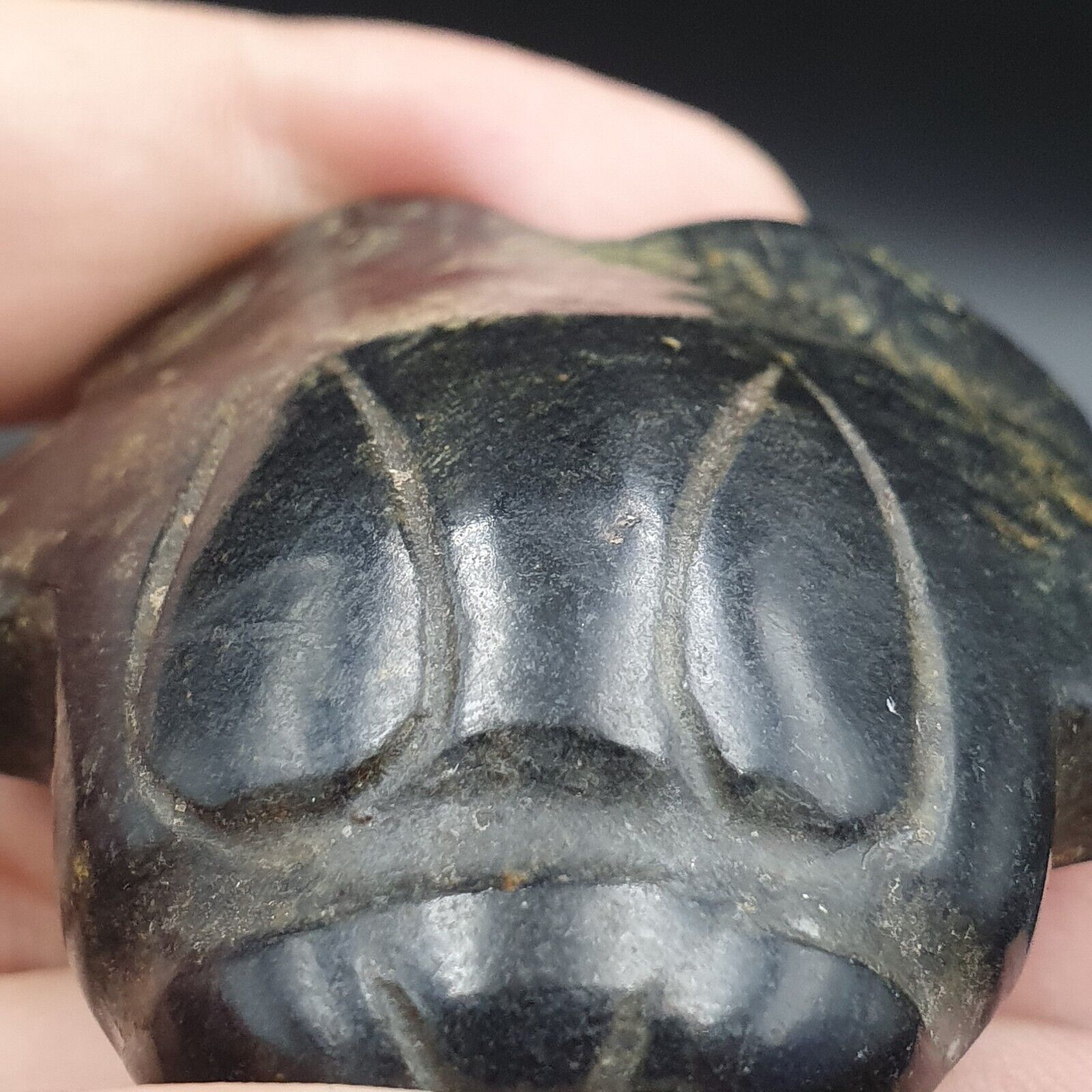 Antique Black Magnetic Stone Mystery creature Pendent Jade Amulet Stone MG-17