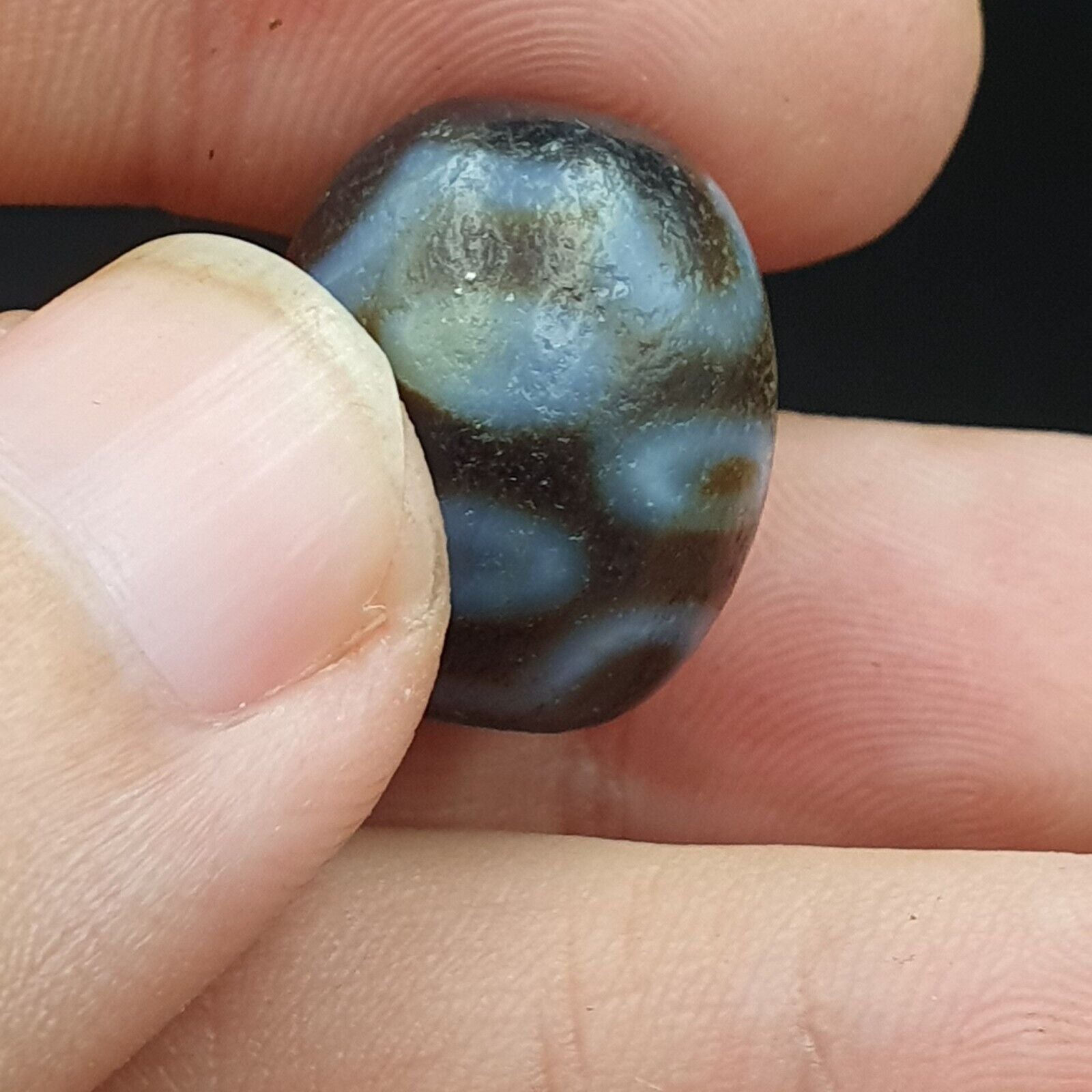 Dragon Eye Old Antique Himalayan Indo Tibetan Dragon 7 Eyes Dzi Amulet Bead #21