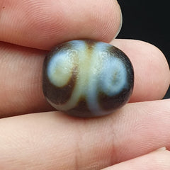 Dragon Eye Old Antique Himalayan Indo Tibetan Dragon 7 Eyes Dzi Amulet Bead #21