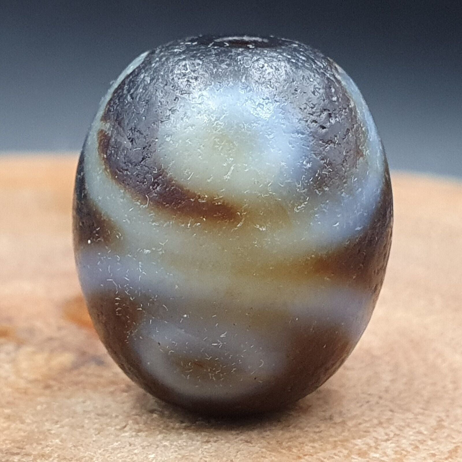 Dragon Eye Old Antique Himalayan Indo Tibetan Dragon 7 Eyes Dzi Amulet Bead #21