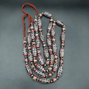 East Oasis Vintage Feather Pattern Multicolour Trade Bead Beaded Necklace