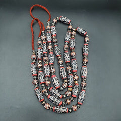 Vintage Feather Pattern Trade Beads Beaded Necklace