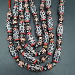 Vintage Feather Pattern Trade Beads Beaded Necklace