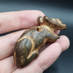Antique Stone Rusted reen Jade mystic Animal carving stone Pendent Amulet  JD-23