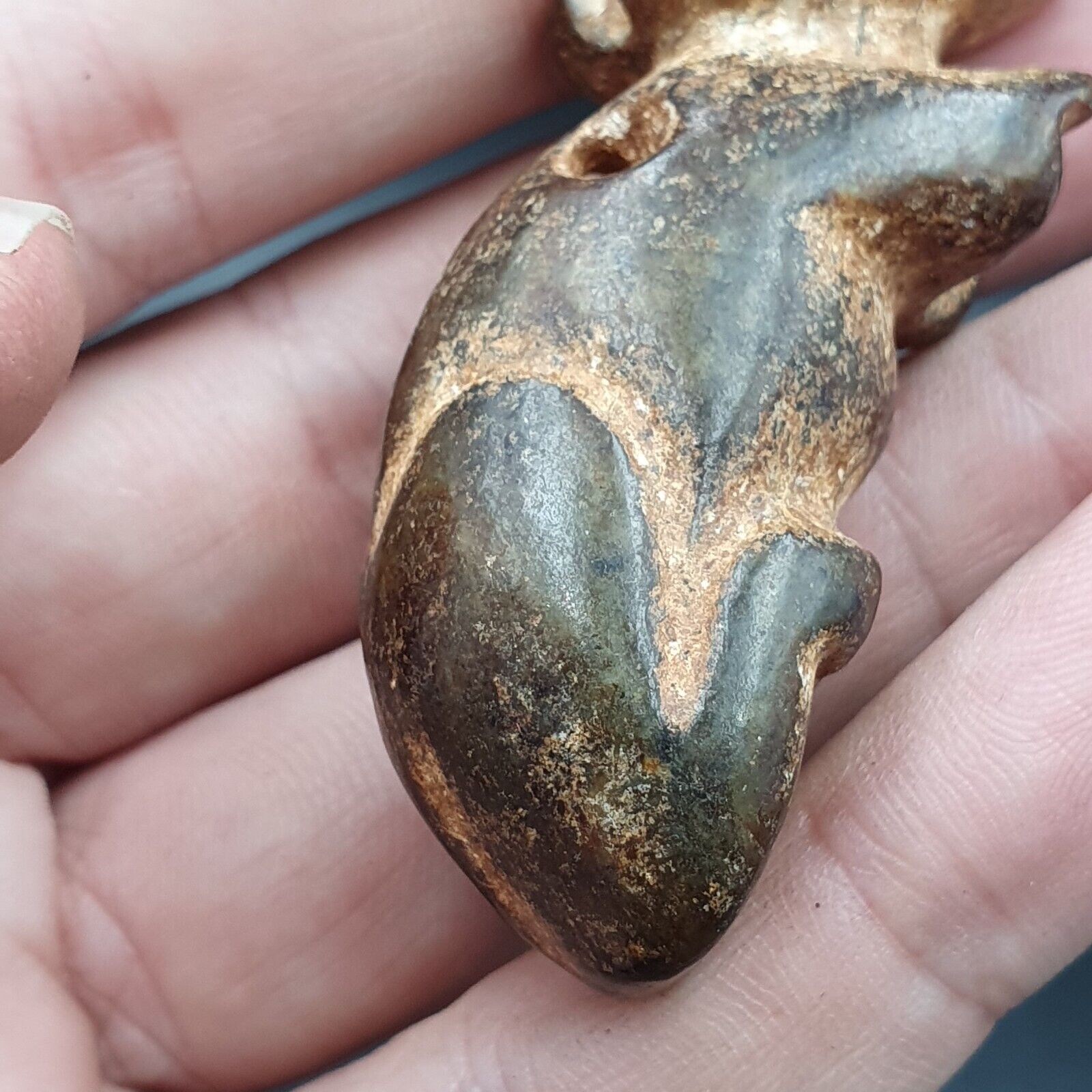 Antique Stone Rusted reen Jade mystic Animal carving stone Pendent Amulet  JD-23