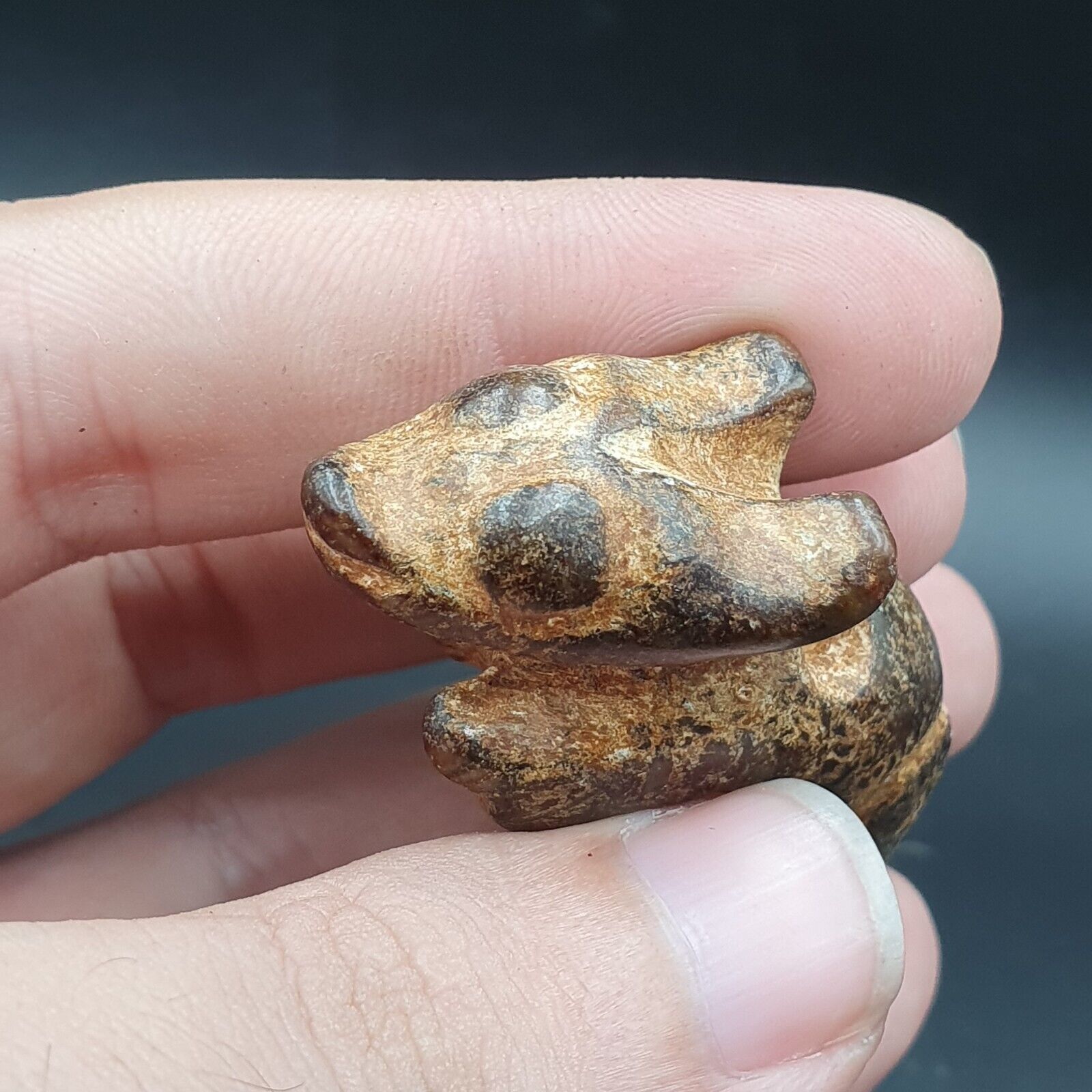 Antique Stone Rusted reen Jade mystic Animal carving stone Pendent Amulet  JD-23