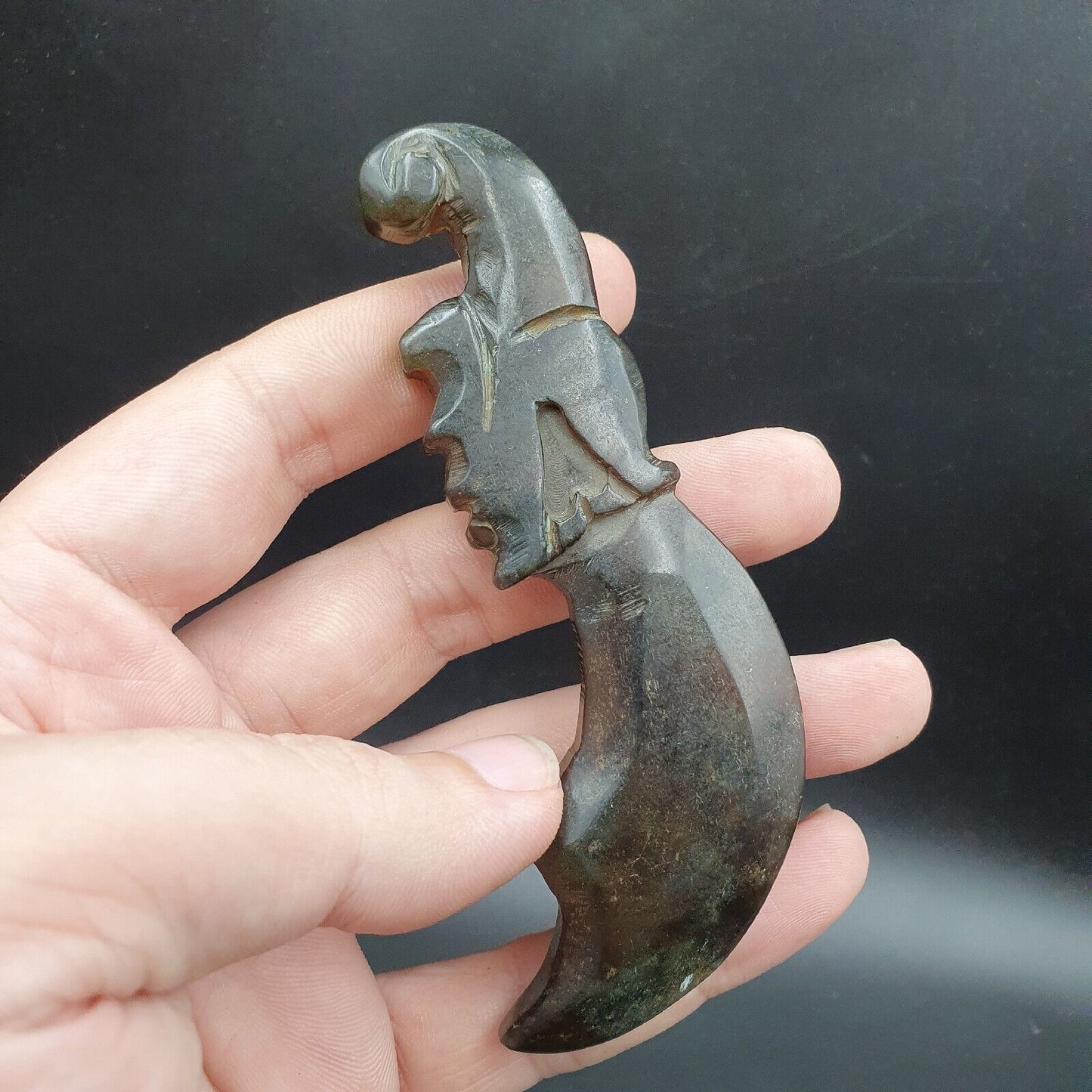 仿古石綠玉神秘動物雕刻石吊墜護身符 JD-20