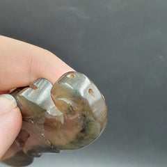Antique Stone green Jade mystic Animal carving stone Pendent Amulet  JD-20