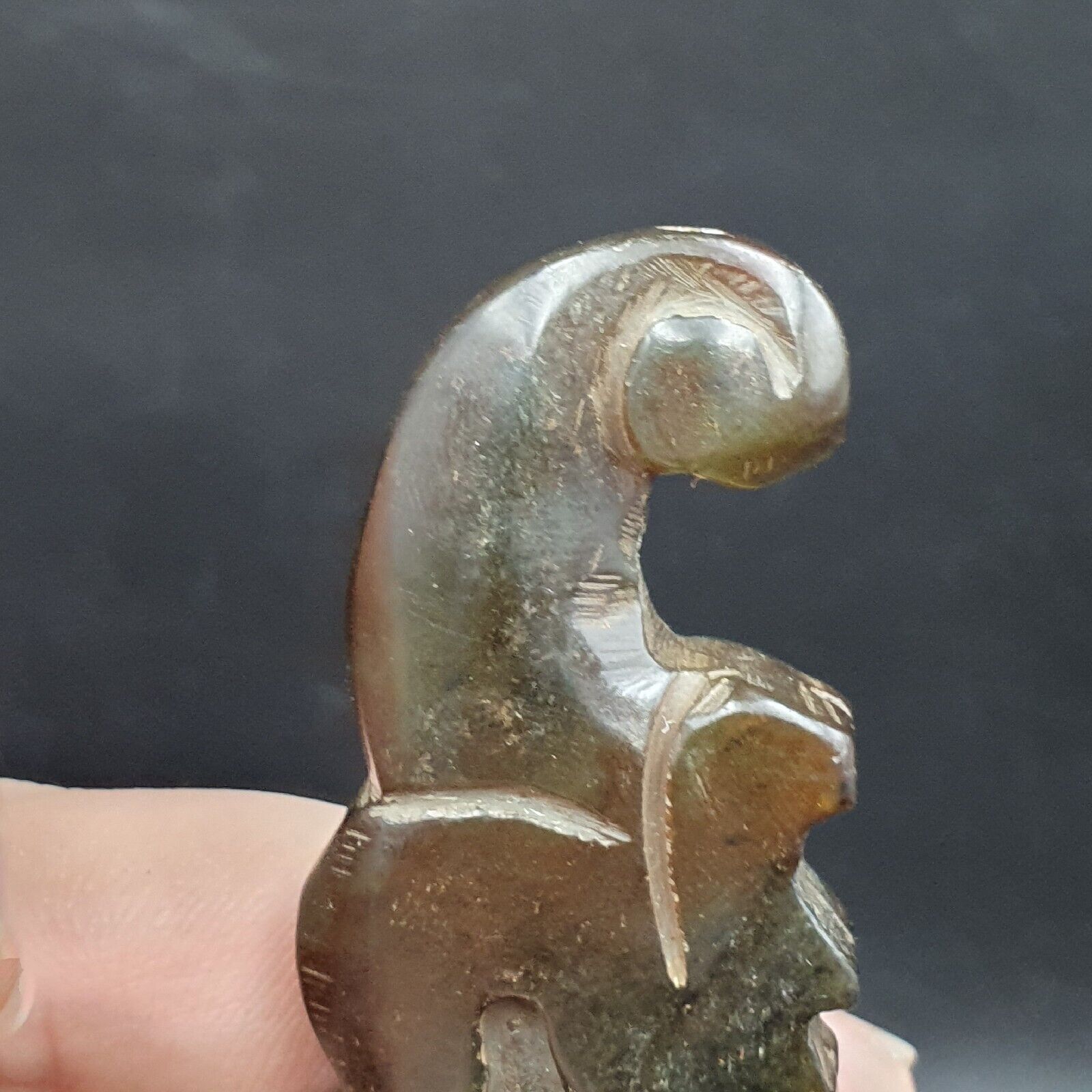Antique Stone green Jade mystic Animal carving stone Pendent Amulet  JD-20