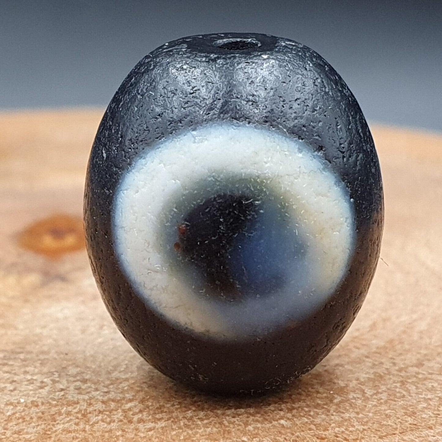 舊古董喜馬拉雅西藏龍 2 眼天珠護身符珠 #25
