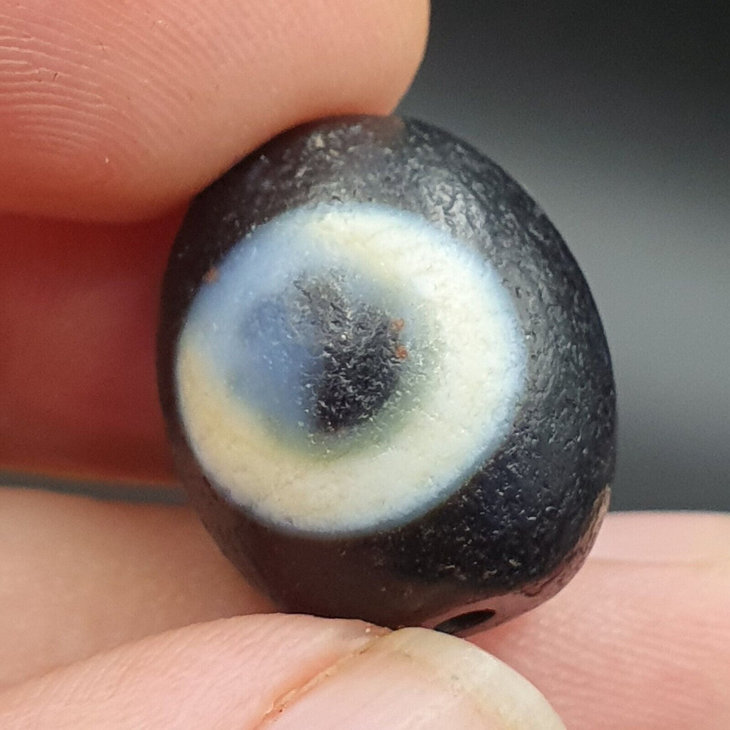 舊古董喜馬拉雅西藏龍 2 眼天珠護身符珠 #25