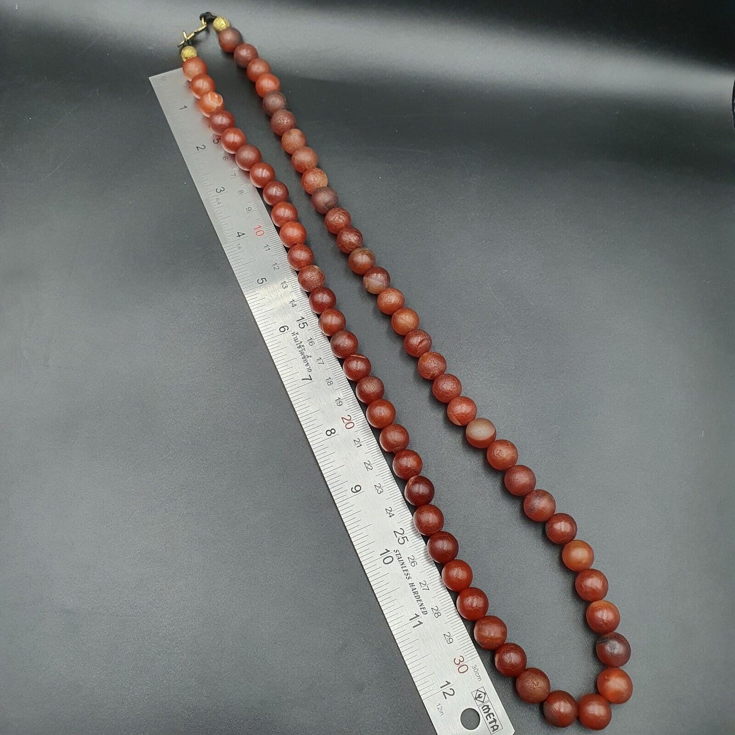 Vintage Alte ROTE Drachenhaut ACHAT STEIN Perlen-Halskette (12mm-60 Perlen)