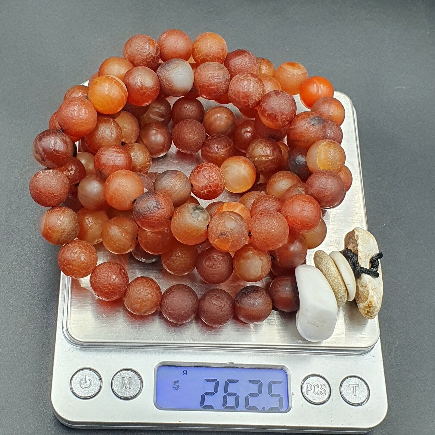 龍皮復古紅瑪瑙石念珠 - 念珠 262 克（12 毫米 - 108 顆珠子）
