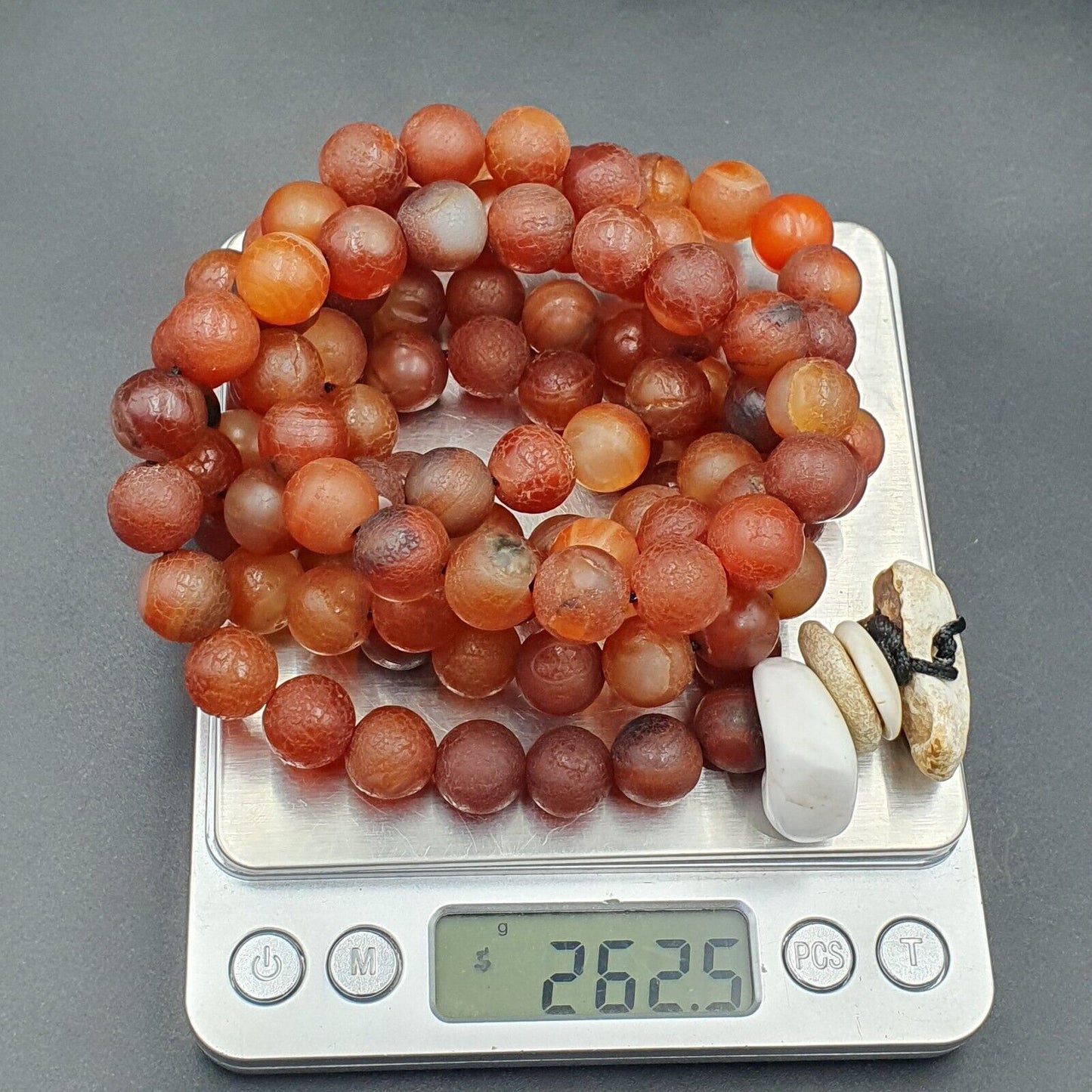 龍皮復古紅瑪瑙石念珠 - 念珠 262 克（12 毫米 - 108 顆珠子）