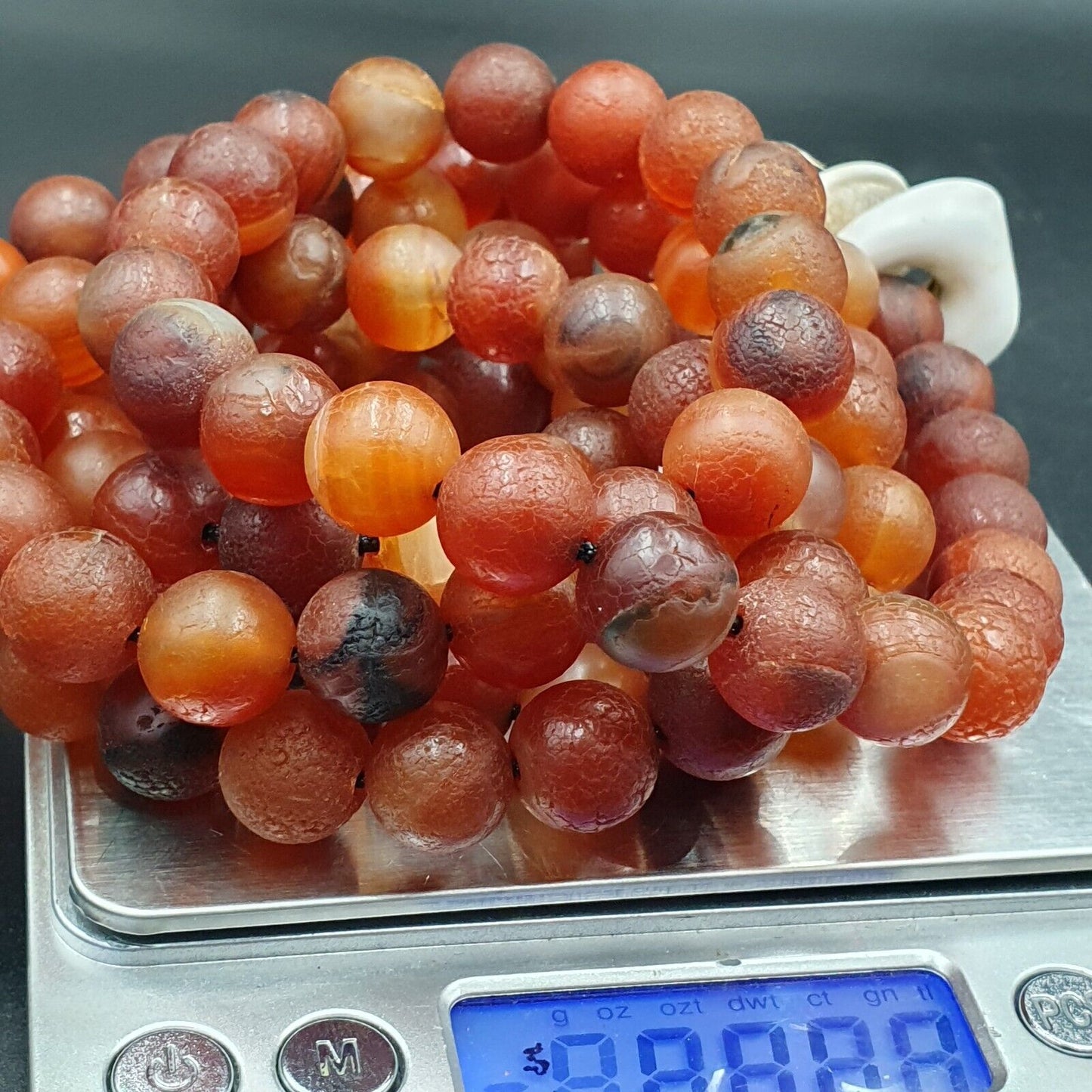 龍皮復古紅瑪瑙石念珠 - 念珠 262 克（12 毫米 - 108 顆珠子）