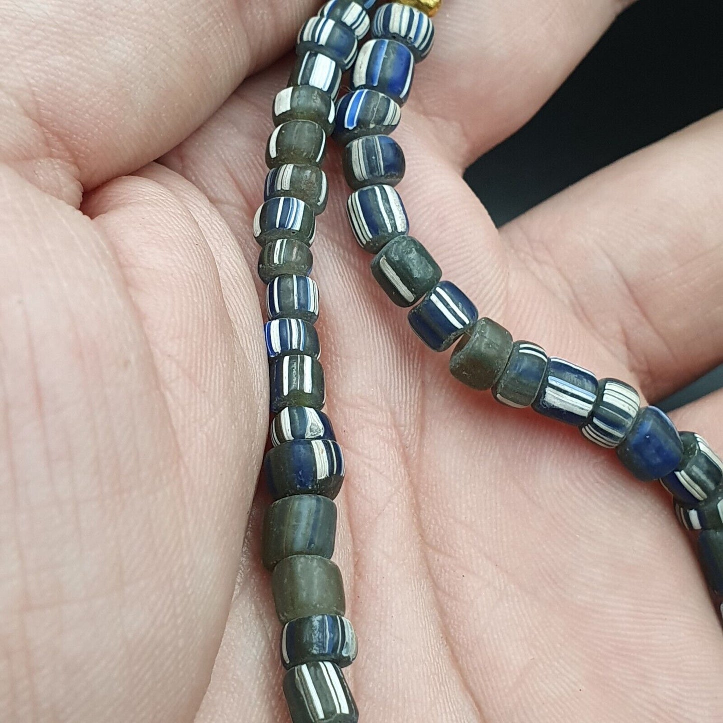 Himalaya Indo Tibetische Perlen ZIGZAG Linienmuster Dzi Amulett Achat Perlen Halskette