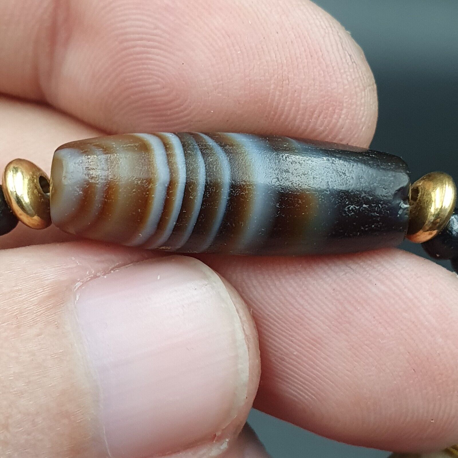 Antique Ancient Himalayan Agate rare Eyes Patterns Suleimani Agate Necklace