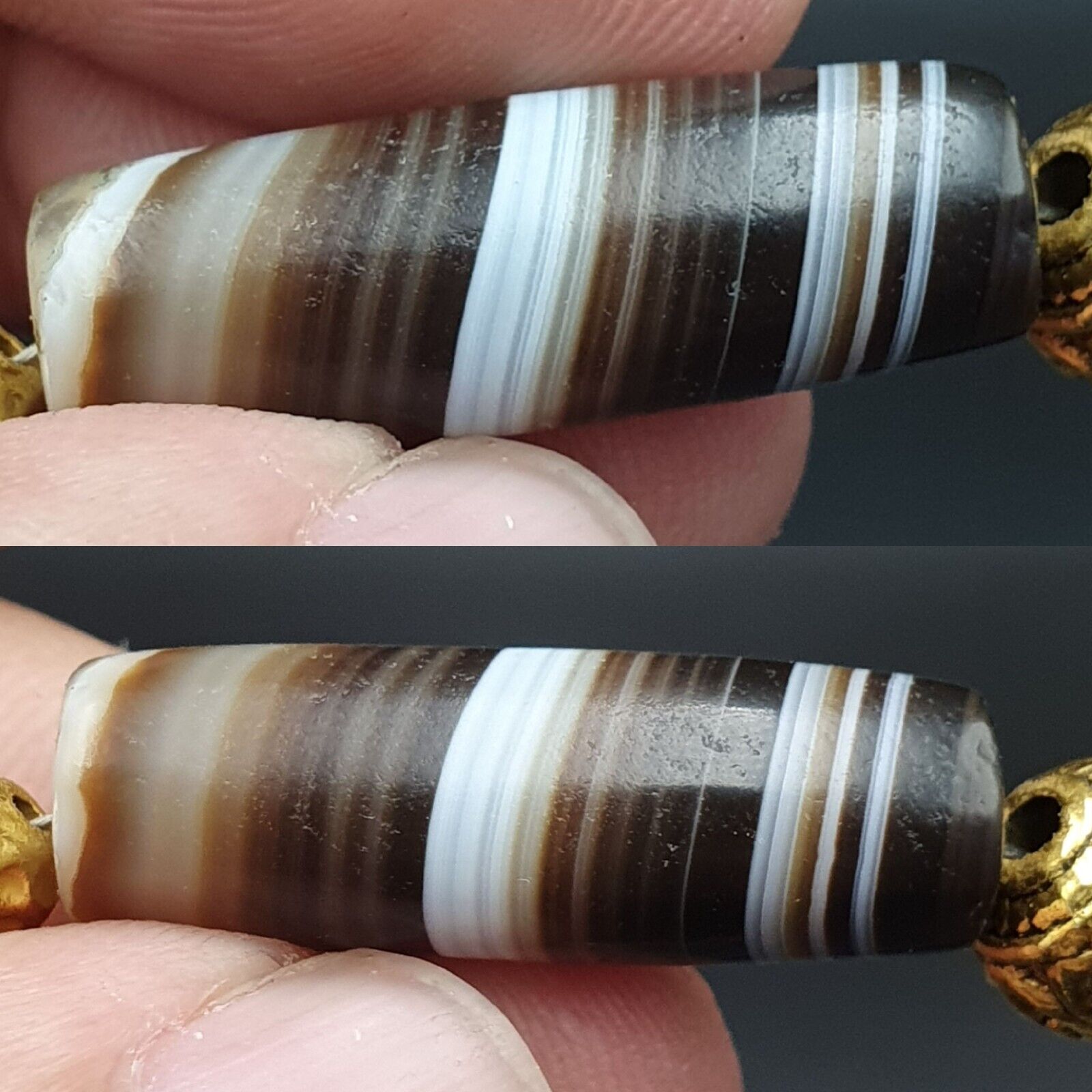 Antique Ancient Himalayan Agate rare Eyes Patterns Suleimani Agate Necklace