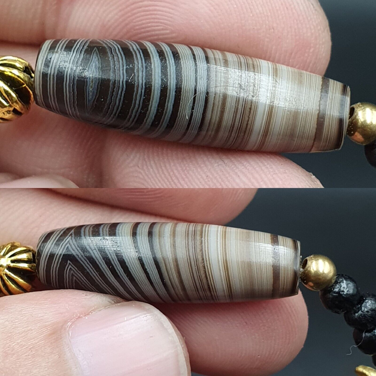 Antique Ancient Himalayan Agate rare Eyes Patterns Suleimani Agate Necklace