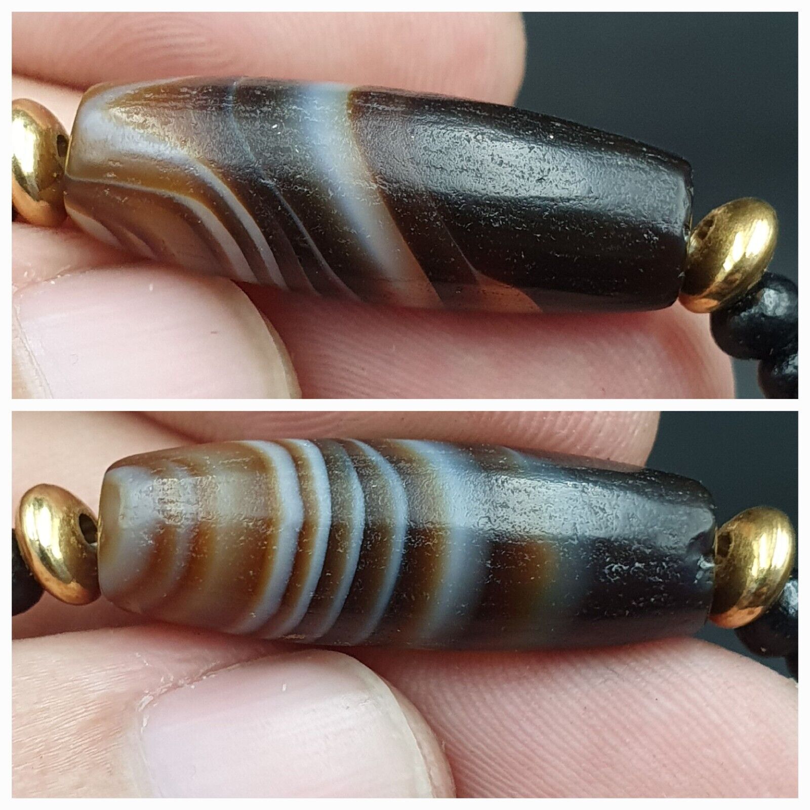 Antique Ancient Himalayan Agate rare Eyes Patterns Suleimani Agate Necklace