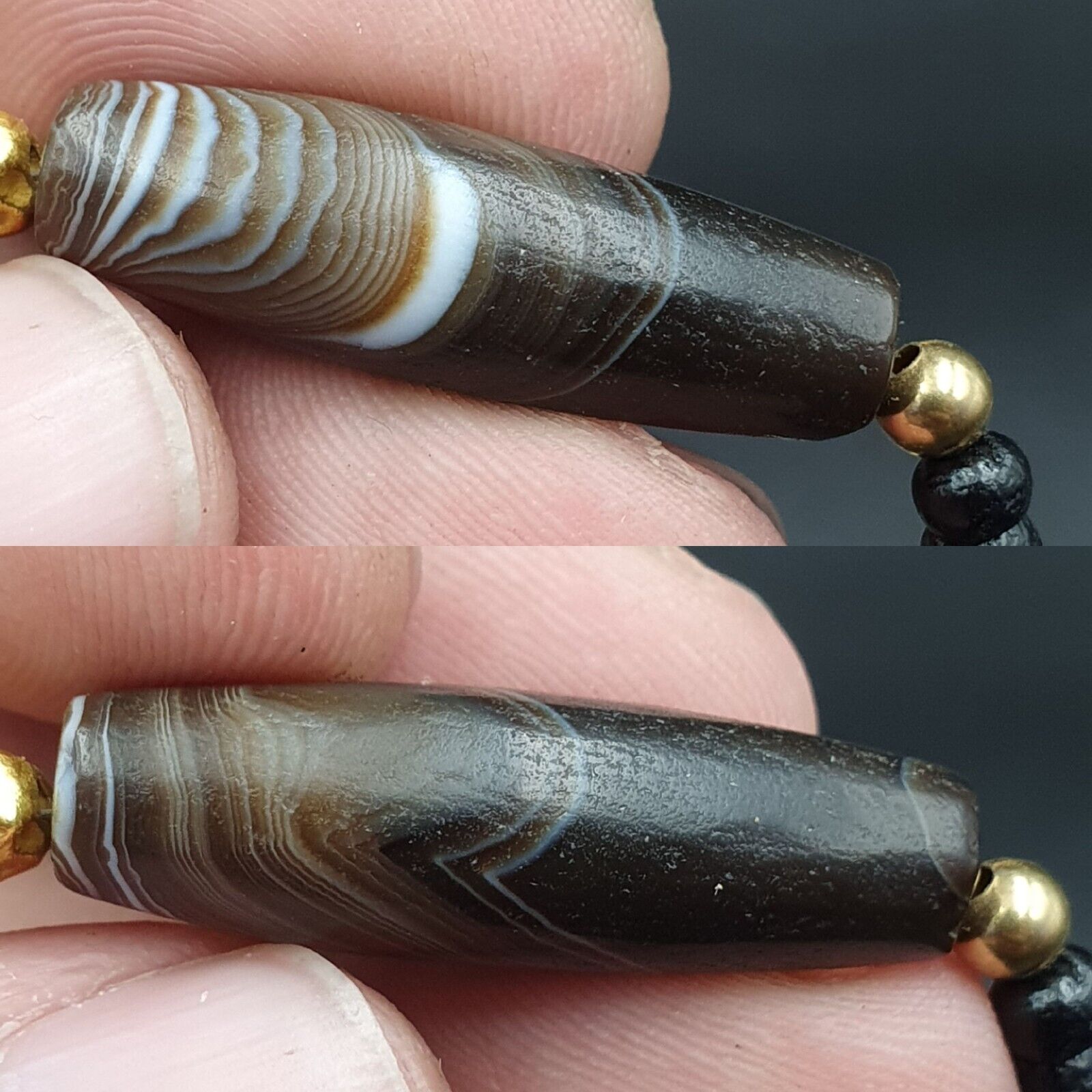Antique Ancient Himalayan Agate rare Eyes Patterns Suleimani Agate Necklace