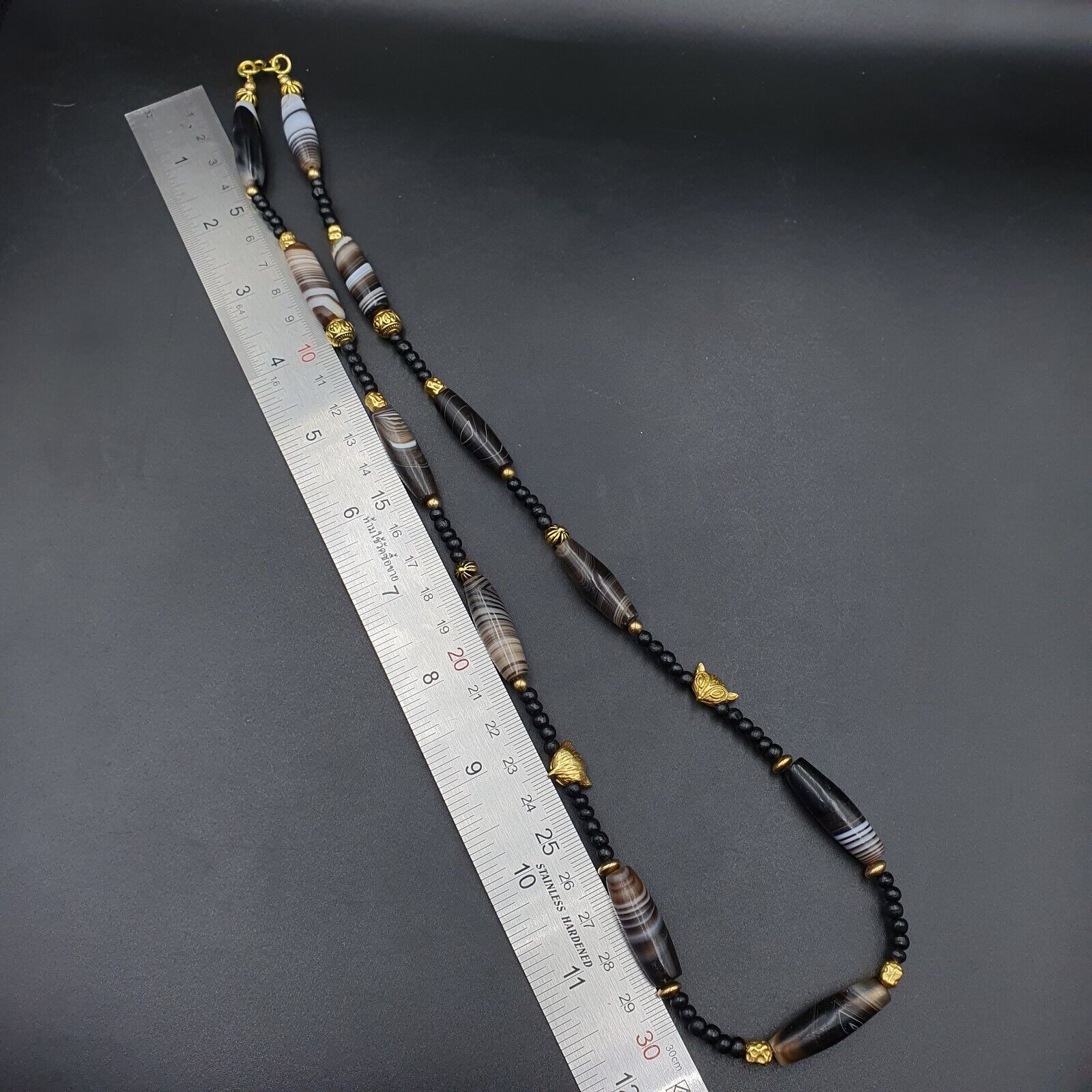 Antique Ancient Himalayan Agate rare Eyes Patterns Suleimani Agate Necklace
