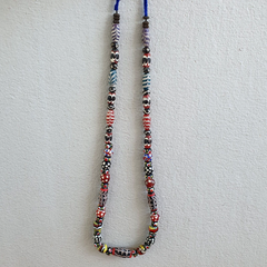 Vintage Feather Skunk Bumblebee Dotted Trade Beads Beaded Necklace