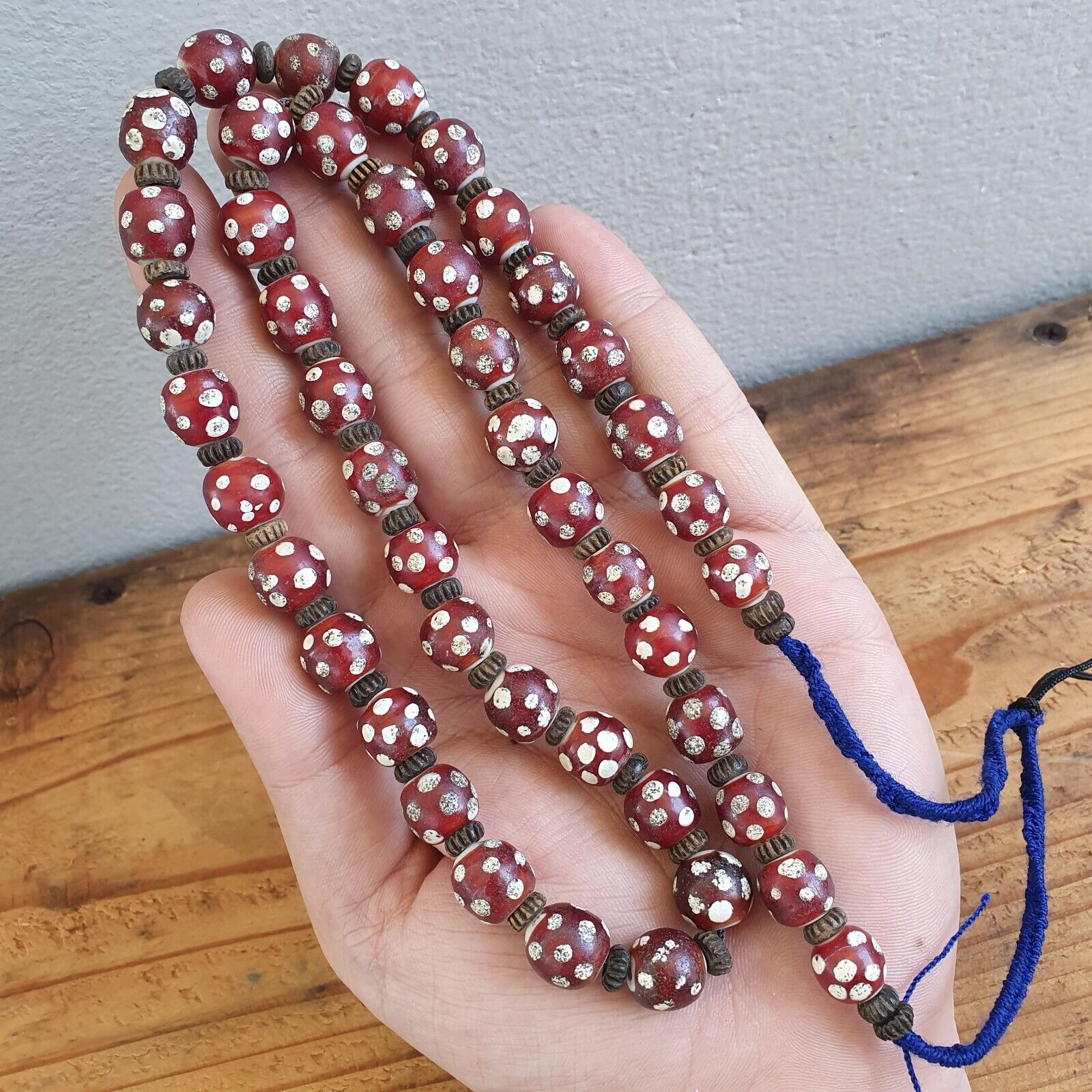 RED Skunk Venetian Style Trade Beads Dotted Eyes Beads AA Collection long strand