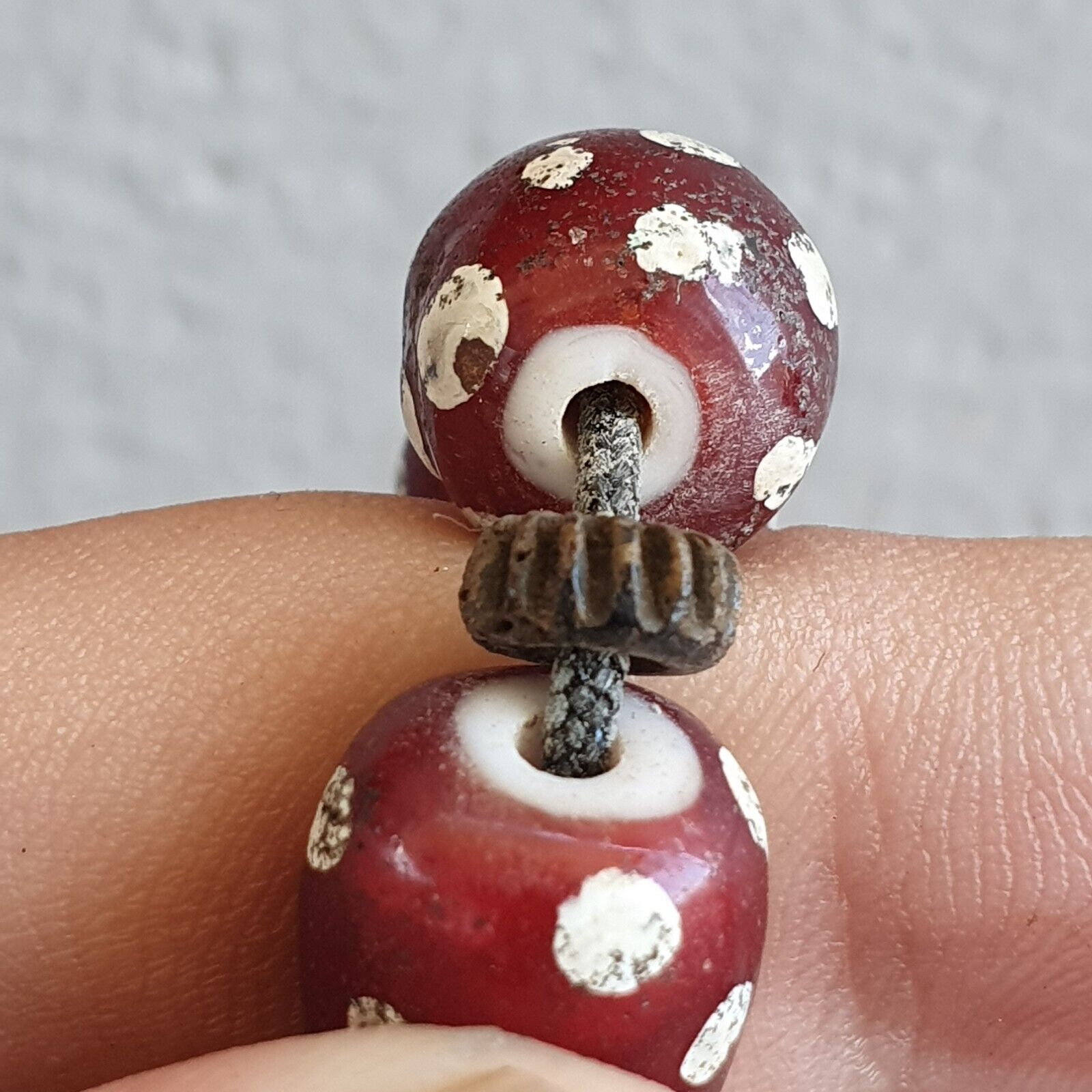 RED Skunk Venetian Style Trade Beads Dotted Eyes Beads AA Collection long strand