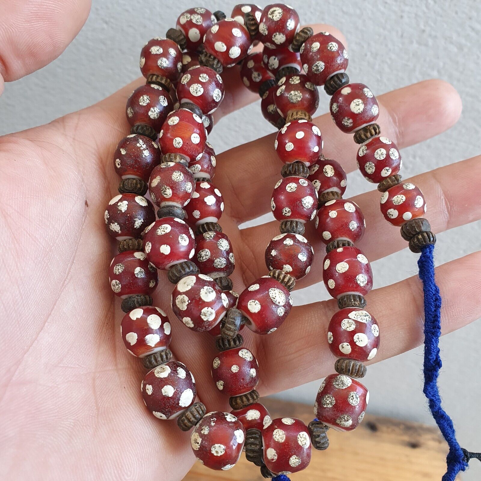 RED Skunk Venetian Style Trade Beads Dotted Eyes Beads AA Collection long strand