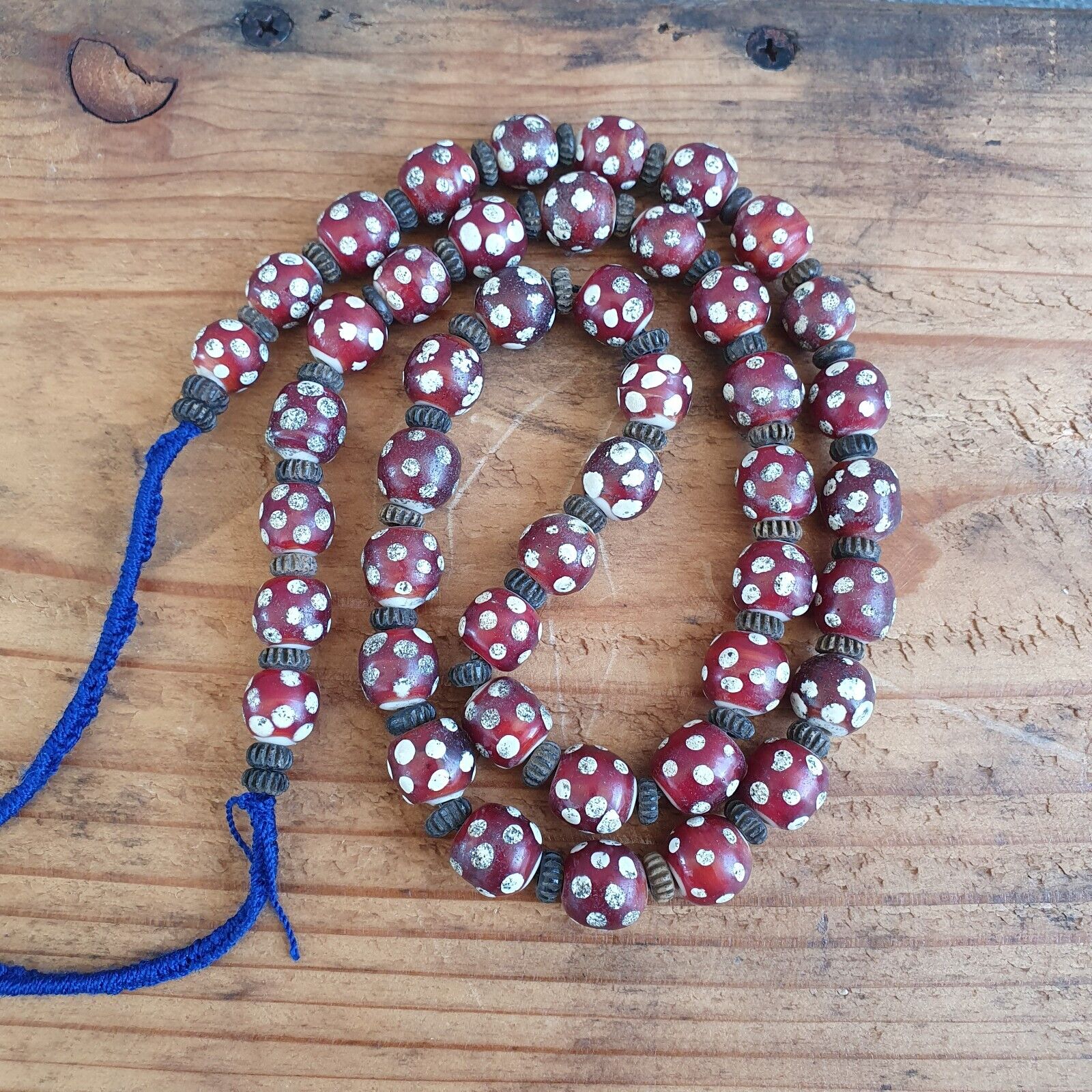 RED Skunk Venetian Style Trade Beads Dotted Eyes Beads AA Collection long strand