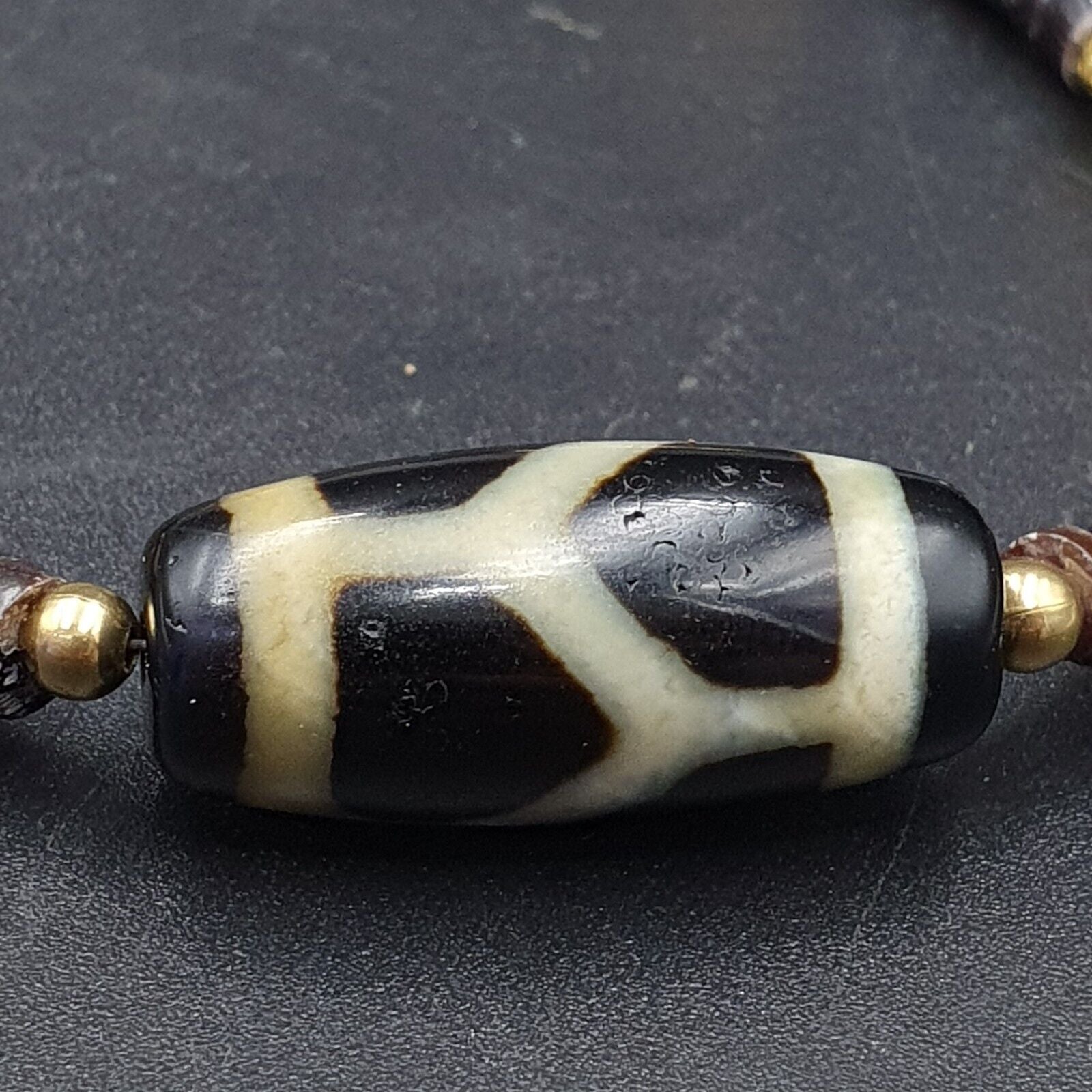 Antique Old Himalayan Indo Tibetan Agate Beads Unique pattern Dzi Necklace