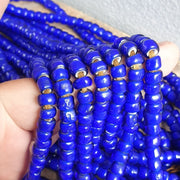 East Oasis Antique Venetian Blue White Heart Trade Beads - 7-8mm Glass 24 Inch Strand