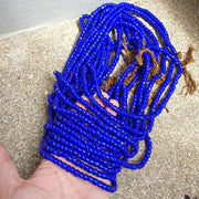 East Oasis Antique Venetian Blue White Heart Trade Beads - 7-8mm Glass 24 Inch Strand