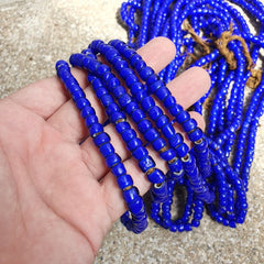 7-8mm Antique Venetian Blue White Heart Trade Beads 24" Long Strand