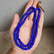 East Oasis Antique Venetian Blue White Heart Trade Beads - 7-8mm Glass 24 Inch Strand