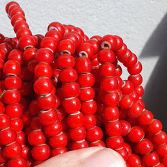 6.5 mm Antique Venetian White Heart Trade Beads Long Strand