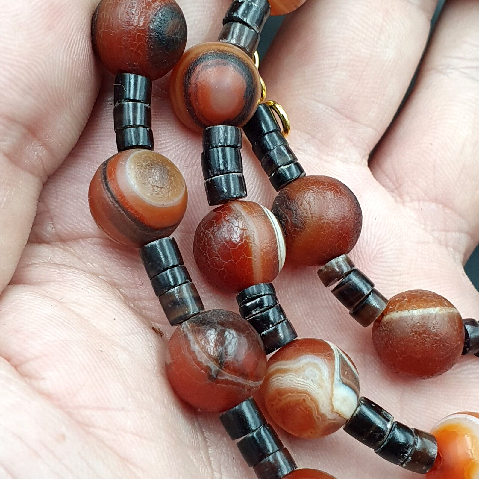 Rare Beautiful Indo Tibetan Himalayan Nepalese For Luck Carnelian Eye Agate Bead