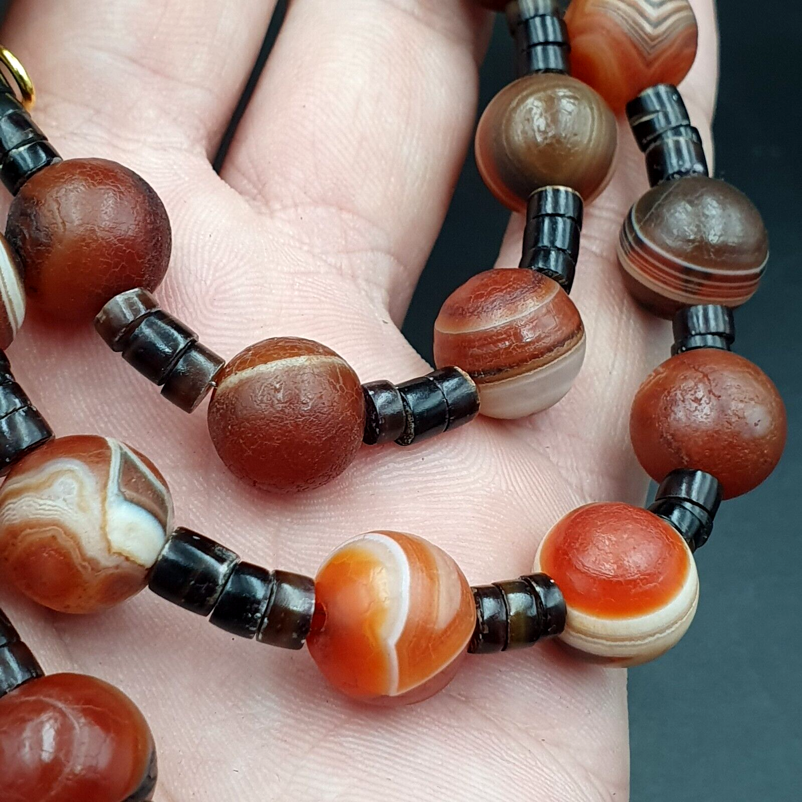 Rare Beautiful Indo Tibetan Himalayan Nepalese For Luck Carnelian Eye Agate Bead