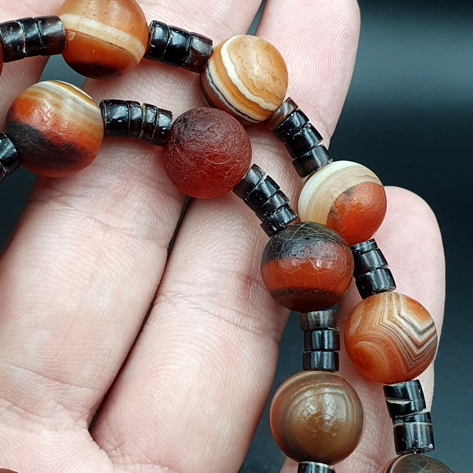 Rare Beautiful Indo Tibetan Himalayan Nepalese For Luck Carnelian Eye Agate Bead