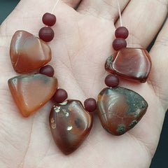 Antique Ancient Lot 5 Agate Pendent Old Himalayan Tibetan African AGATE Bead