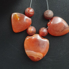 Antique Ancient Lot 3 Agate Pendent Old Himalayan Tibetan African AGATE Bead