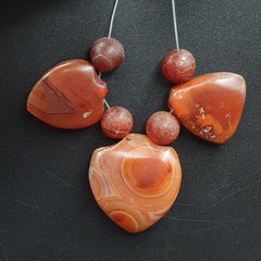 Antique Ancient Lot 3 Agate Pendent Old Himalayan Tibetan African AGATE Bead