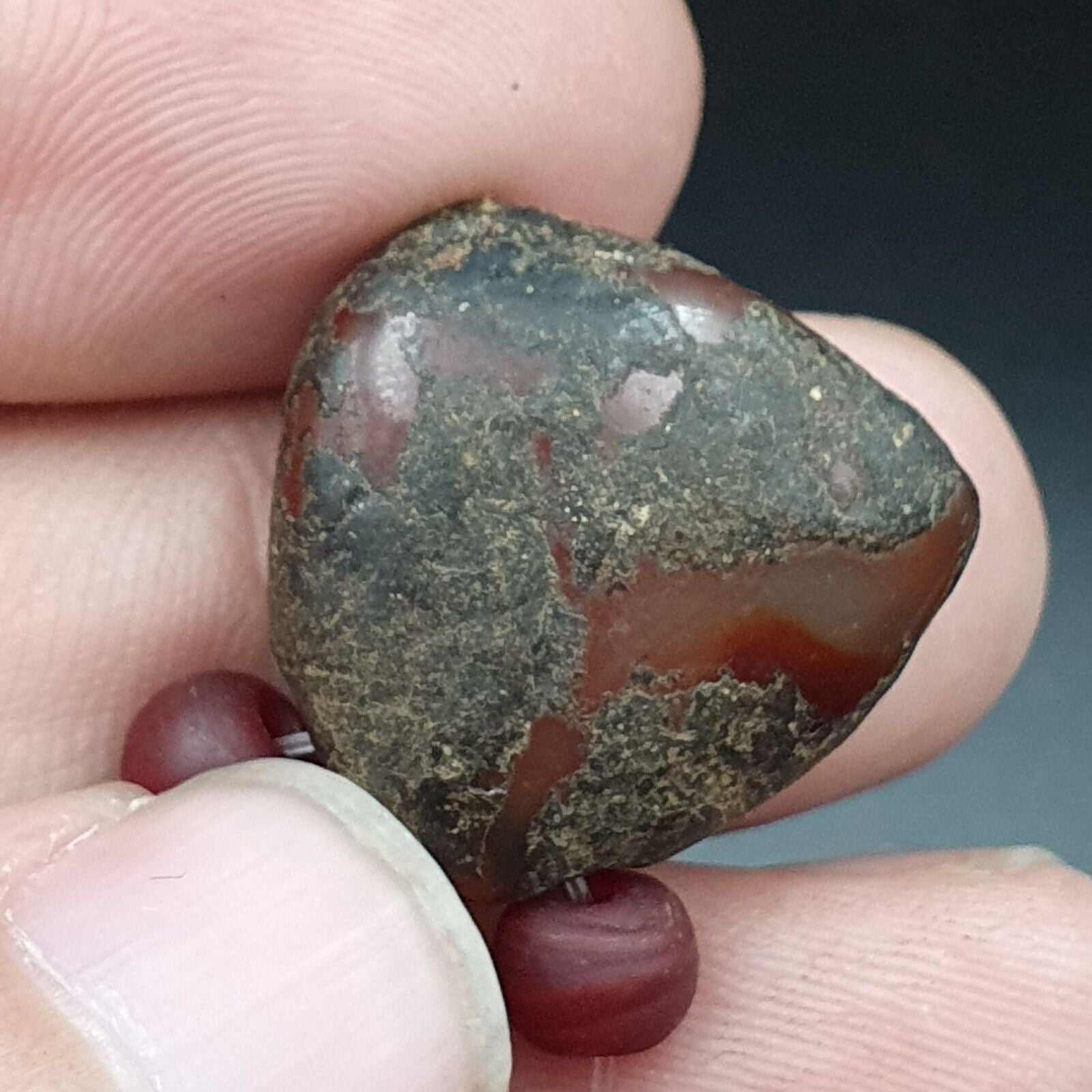 Antique Ancient Lot 5 Agate Pendent Old Himalayan Tibetan African AGATE Bead