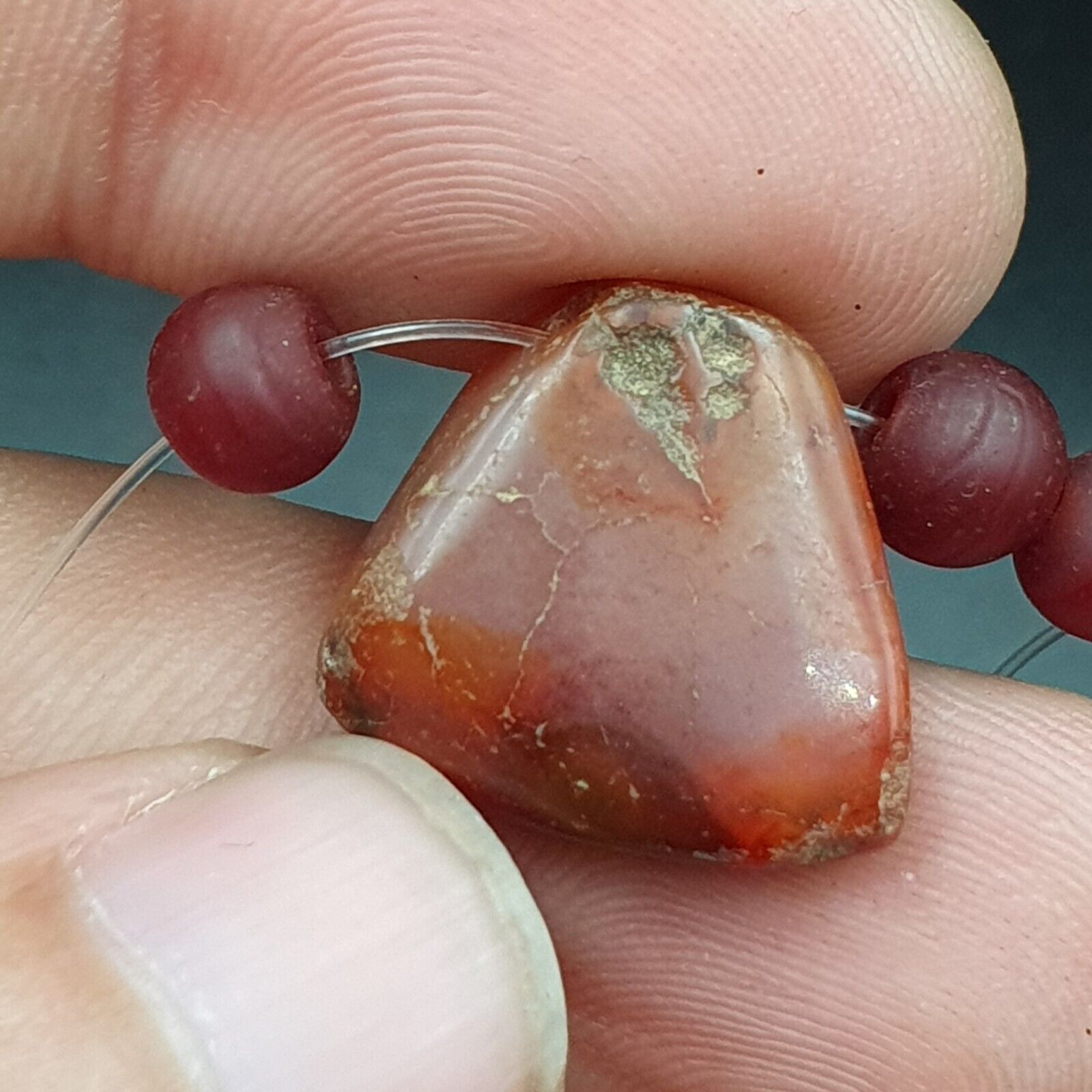 Antique Ancient Lot 5 Agate Pendent Old Himalayan Tibetan African AGATE Bead